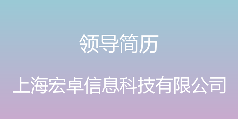 领导简历 - 上海宏卓信息科技有限公司